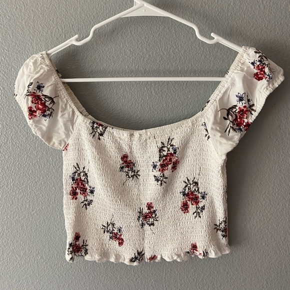 floral off the shoulder cinched top - Picture 2 of 4